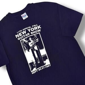 Vtg 90s New York Guitar Show T-Shirt Black XL Twin Towers King Kong NYC MINT